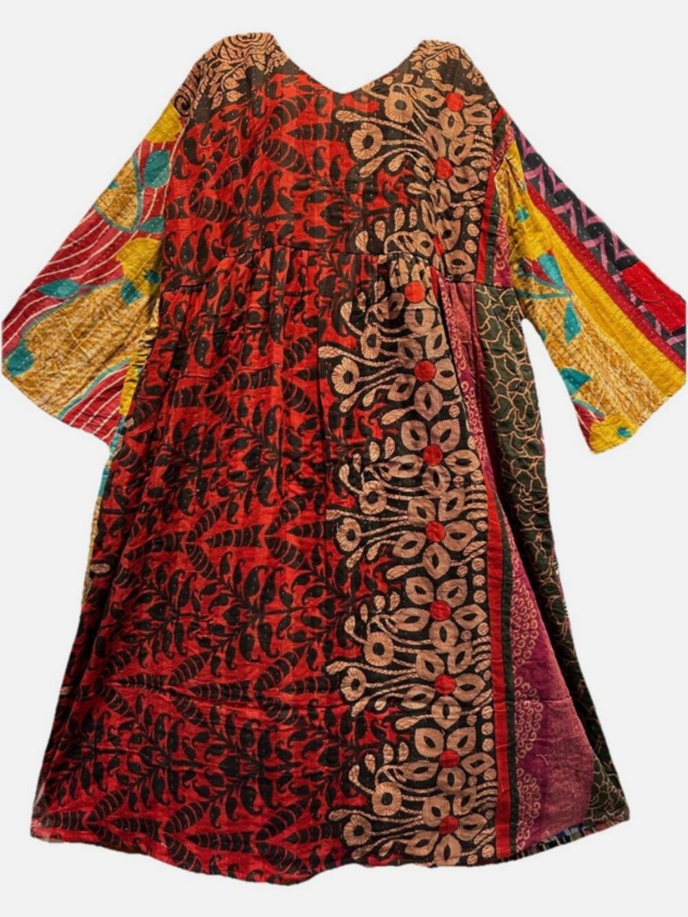 Nwt FUNKY STUFF hippie boho vintage cotton pocket kantha maxi DRESS 1X